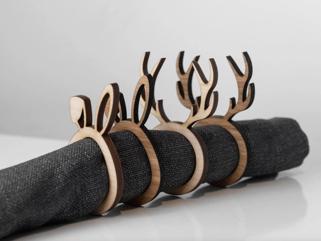 4er Set Holz-Serviettenringe