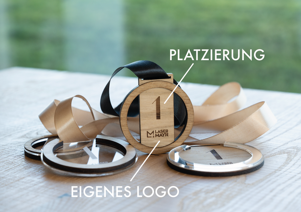 100x Medaille Sponsor Holz 5cm Set