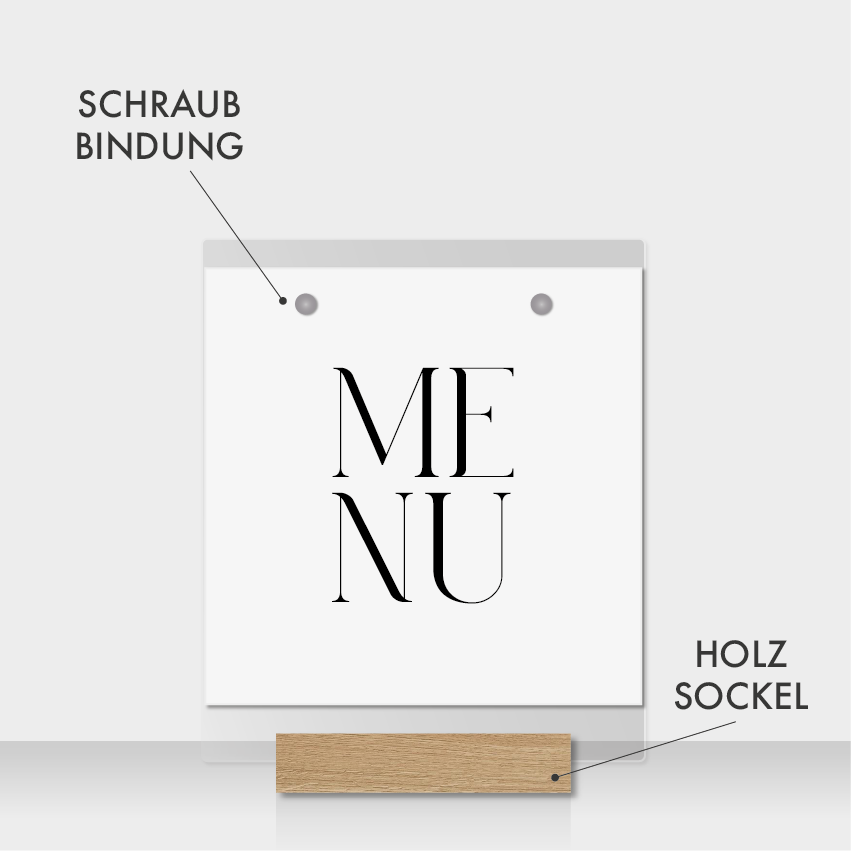 Speisekarte Holz Menü Klemmbrett Lederschlaufe Logogravur