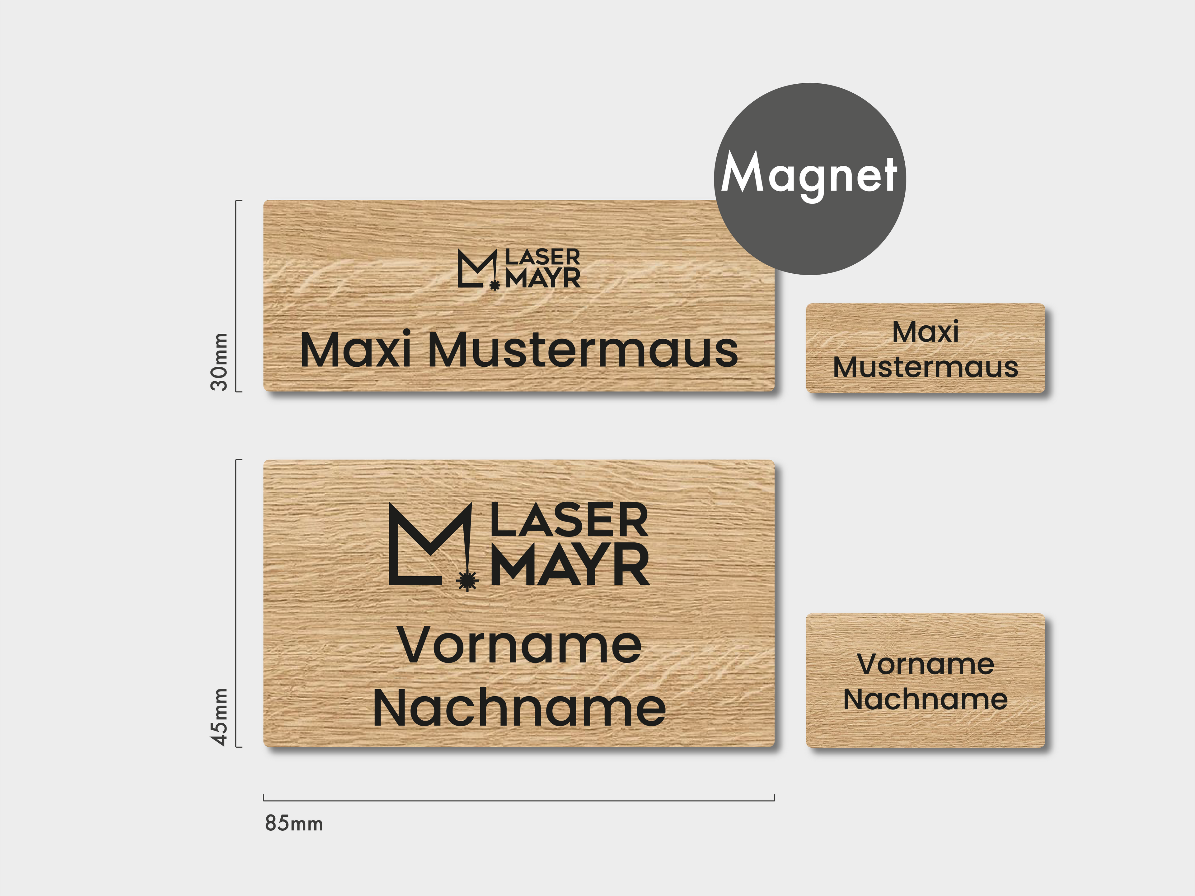 Magnet Namensschild Holz