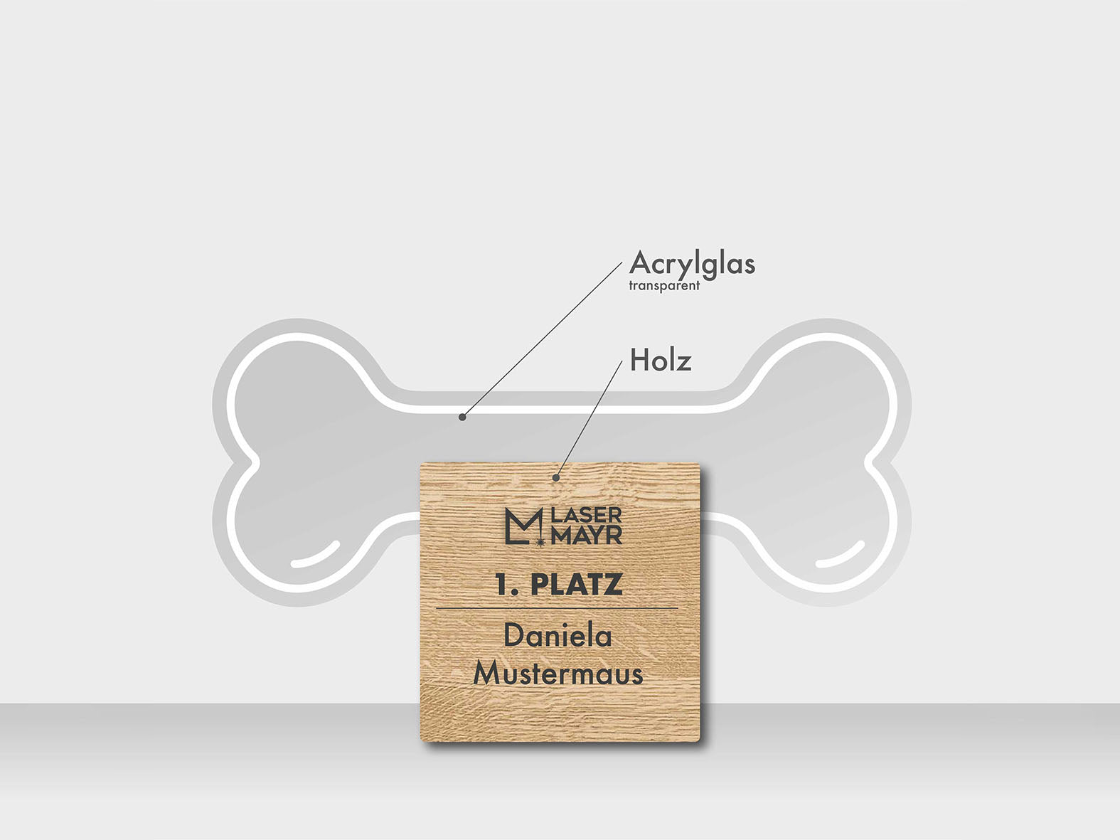 Award Holz Design Hund Knochen