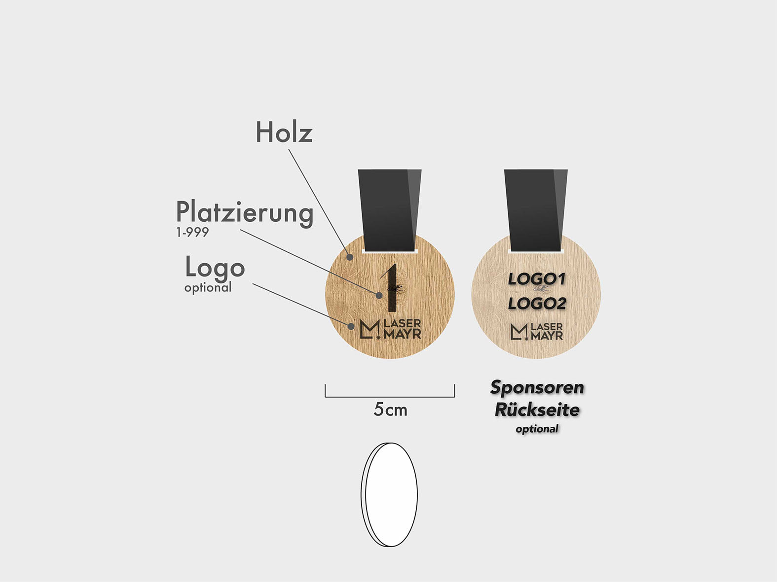 Medaille Personalisiert Holz 5cm