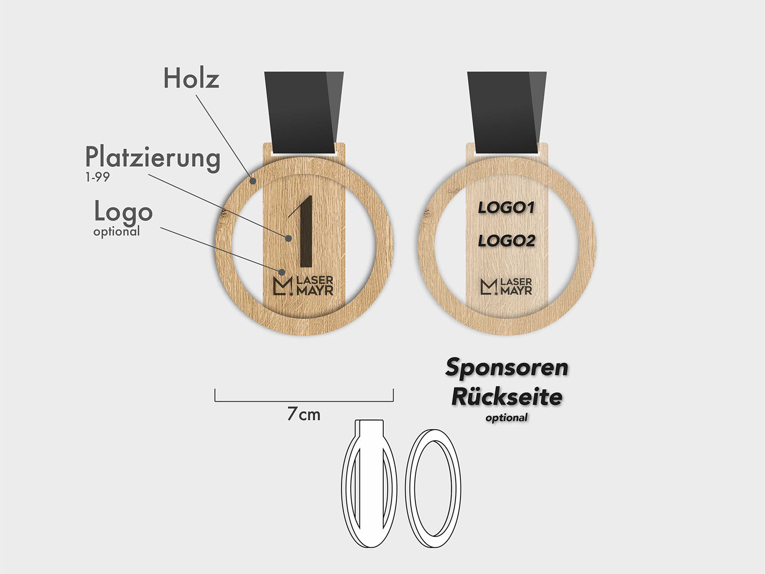 Medaille Personalisiert Holz 5cm